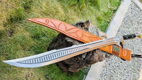 26″blade Custom Full Tang Machete-High Carbon Steel Blade with Horn Handle-Gifts - Picture 4 of 14