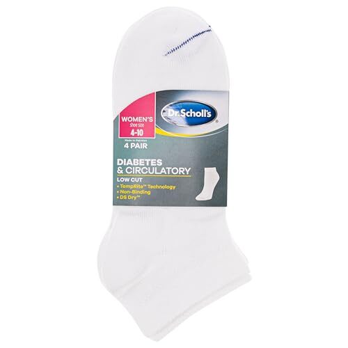 Dr Scholls Women's Diabetes Circulation Socks 4 Pairs Low Cut White | eBay