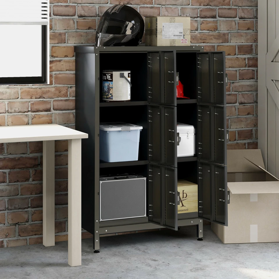 Metal Locker Storage Cabinet,Bedroom Clothes Storage Cabinet with 6 Shelves&Door - Image 4 of 4
