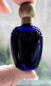 Vintage Cobalt Blue Glass Ornate Small Collectible Bottle Perfume Mesmerize Avon