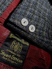 42R BESPOKE 1960s green black tartan check wool tweed Sport Coat Jacket Blazer