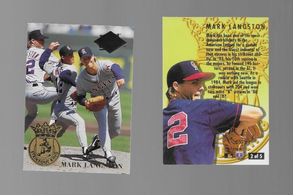 1994 Fleer Ultra Baseball Card STRIKEOUT KINGS #2 of 5 MARK LANGSTON  Angels