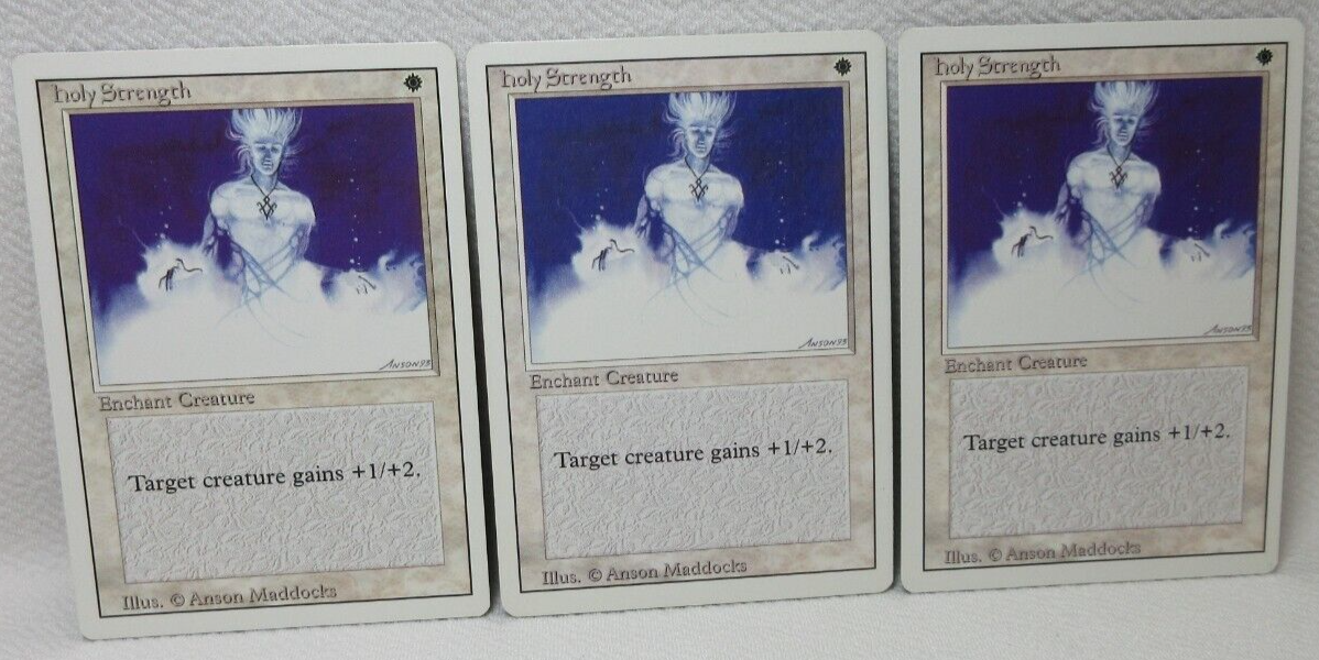 HOLY STRENGTH X3 MAGIC THE GATHERING REVISED MTG VINTAGE TRADING CARDS #154