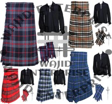 Scottish traditional 8 Yard KILTS With Ghillie Shirt - Kilt flashes - Kilt Pin