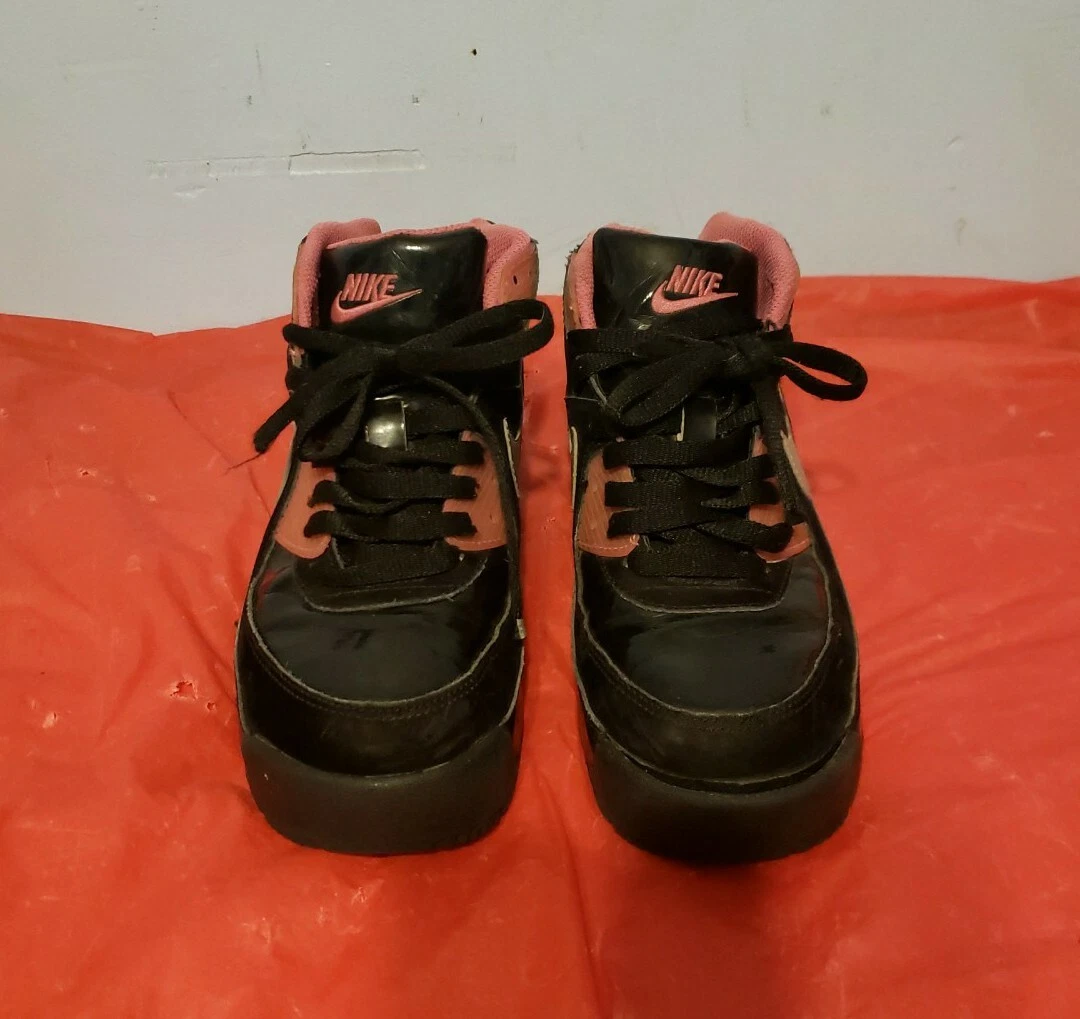 Nike Air Max 90 Mid Girls Black Silver-Pink Boots Sz 4.5Y #317221-001 |