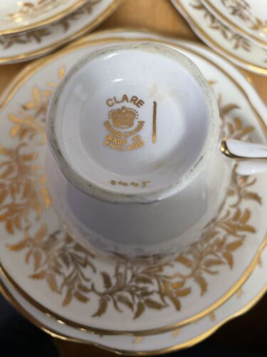 Clare Bone China Pattern No. 1445 ( 5 Tea Trios White Cream & Gold - Picture 12 of 12