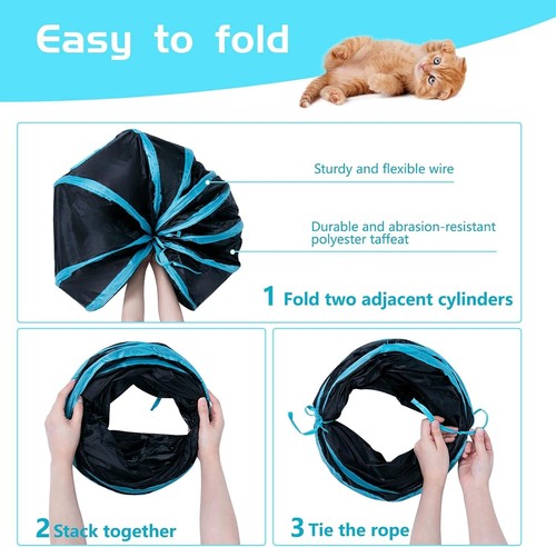 Cat Tunnel, S-2-Way Cat Tunnels for Indoor Cats, Collapsible Cat Play - Picture 11 of 20