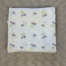 Gerber Birds Hearts Baby Receiving Blanket White Flannel Pink Blue Tree Branch