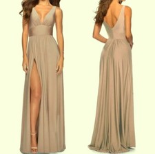 La Femme Nude Plunge Neck A-Line Gown Size 2 Orig 328 Prom