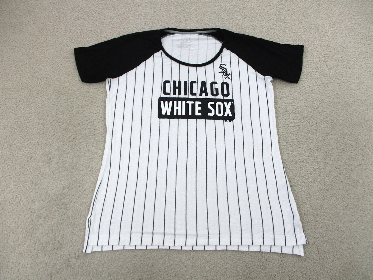 Chicago White Sox Shirt Womens Medium White Black MLB Baseball Outdoor  Ladies *