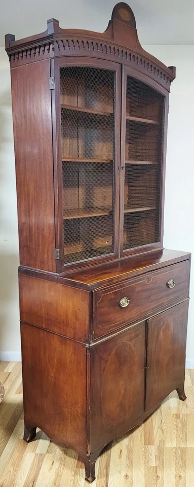 Старинный английский 19-го века красного дерева грузинский бюро книжный шкаф дворецкий секретарь стола - Изображение 2 из 4