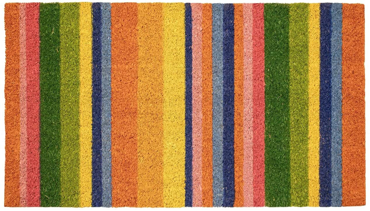 Paillasson tapis d'entrée maison Bon Accueil 70x40 antidérapant - Tapis essuie-pieds brosse