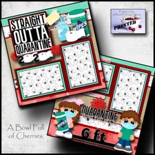 STRAIGHT OUT OF QUARANTINE ~ 2 premade scrapbook pages layout paper CHERRY #0139