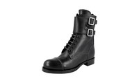 Prada Leder Stiefelette Combat Boots Stiefel Schuhe - Schwarz - Neu - 37,5
