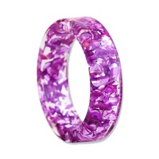 Light Purple Ring, Resin Band With Metal Flakes Inside, Non-Faceted Resin Ring