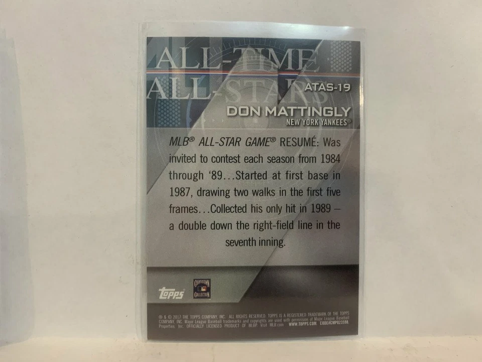 ATAS-19 Don Mattingly New York Yankees 2017 Topps Series 2 Baseball Card MZ4 - Image 2 of 2