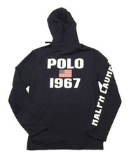 Polo Ralph Lauren Men's Navy Big Pony Logo Graphic Big Pony Hooded T-Shirt