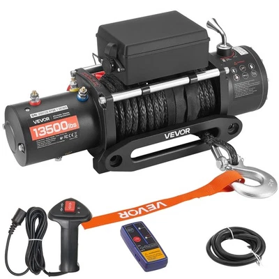 VEVOR Treuil Électrique 12 V 6100 kg avec Corde Synthétique Φ 9,5 mm x 26 m IP55 - Photo 1/4