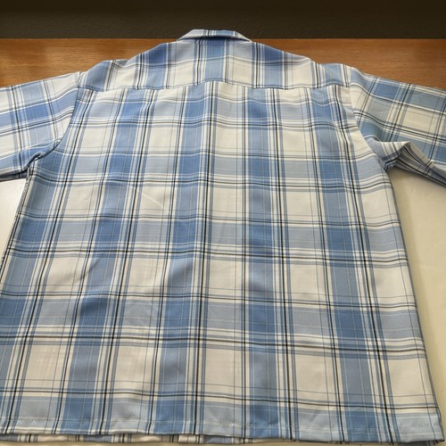 Vintage CalTop Shirt Mens Blue White Plaid Button Up Cholo Lowrider USA 3XL #624 - Picture 12 of 19
