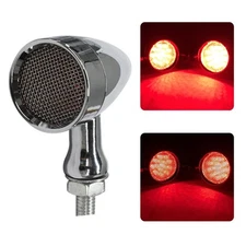 Bobber Motorbike Chrome 12V LED Red Driving Light Stop Running Turn Signals 10mm