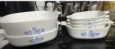 Rare Vintage Corning Ware Set Of 10 With Blue Cornflower Pattern