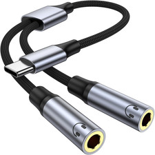 USB C to Dual 3.5Mm Female Headphone Splitter, Type C to Dual 3.5Mm Female Aux