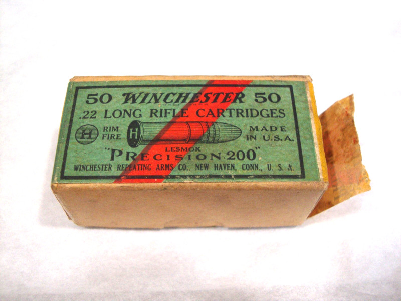 VINTAGE WINCHESTER "PRECISION 200" .22 LONG RIFLE CARTRIDGES BOX,  AMMO BOXES