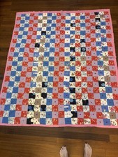 Vtg HANDSTITCHED Tacked Patched Quilt 71 X 63  