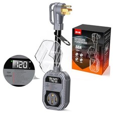 18,000J RV Surge Protector with LED Display Surge Protector for RV 50 Amp Gray