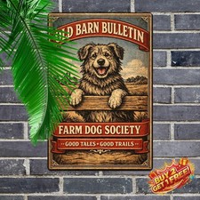 Humorous Dog Themed Metal Tin Sign Warner Art Wall Decor