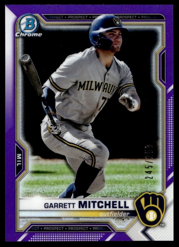 2021 Bowman Draft Chrome PURPLE Refractor Garrett Mitchell /250 #BCP-204 A6