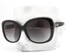 Coach Sunglasses HC 8158 500211 Polished Black Gray Gradient Silver Logo w/case