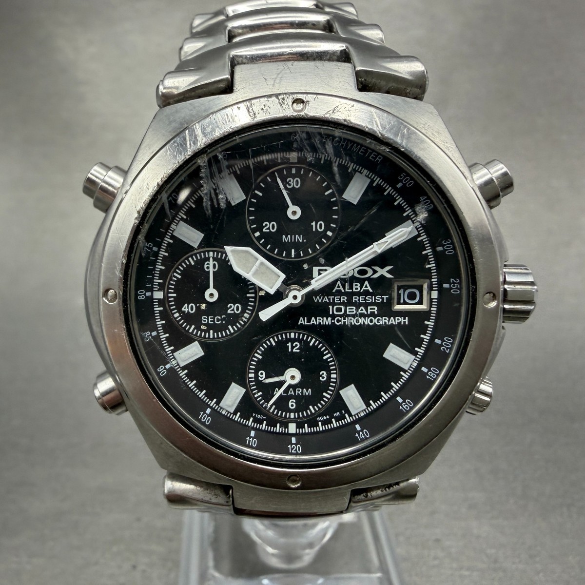 Seiko Alba Roox Chronograph Watch Men 38mm Black Dial Steel Date