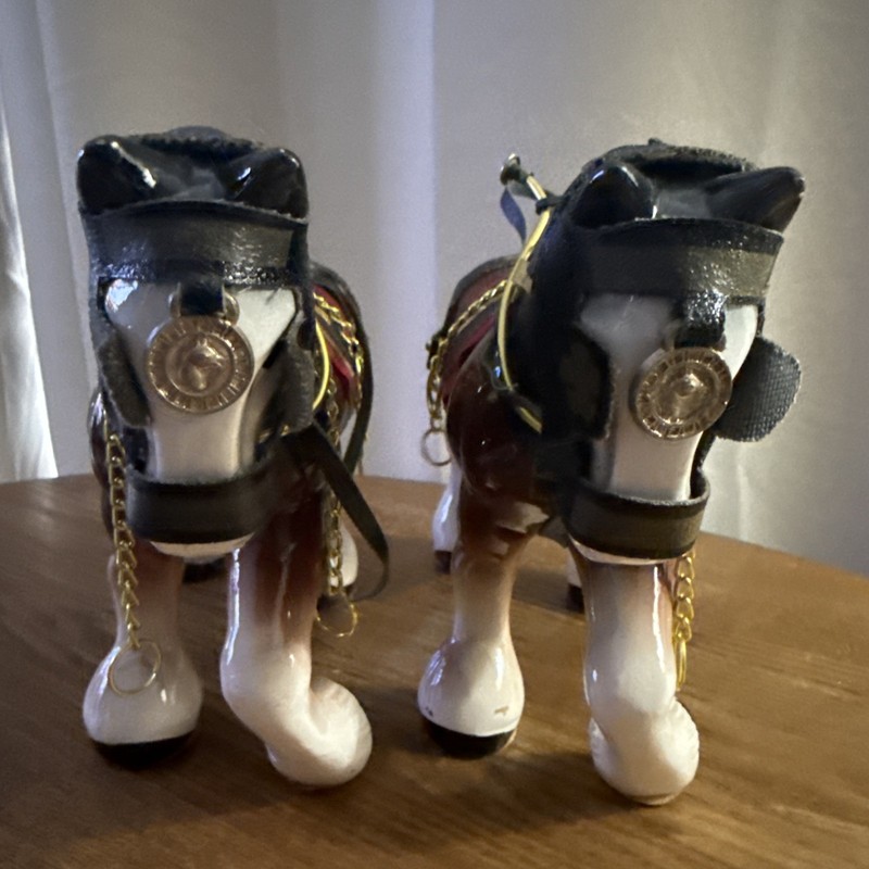 Vintage Pair Clydesdale Porcelain Horse Statues
