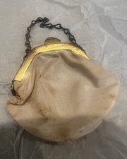 Mini Coin Purse Vintage 1920 s 2.5 Inches Coin Pouch Coin Holder With Chain Vtg