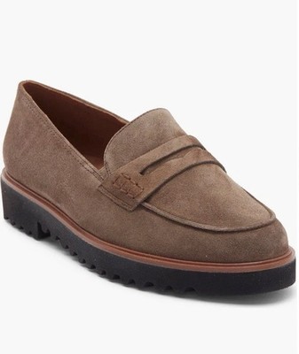 NWD $455 Paul Green Carmel Lug Penny Loafers Earth Soft Suede US 8.5/UK 6