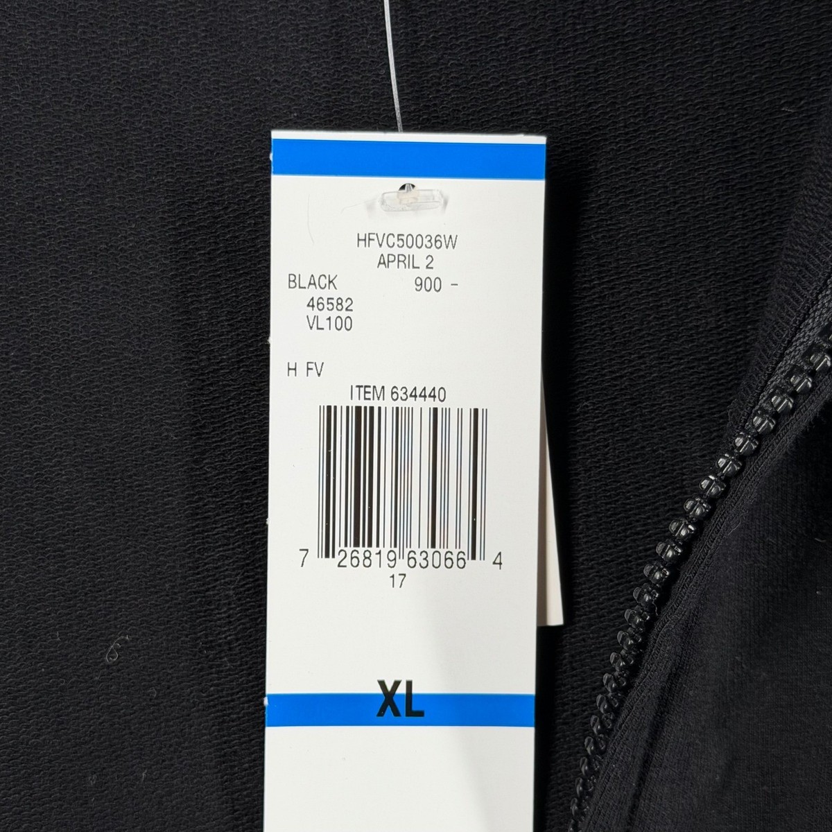 Anne Klein Sport Black Full Zip Hoodie White Trim Pockets Womens