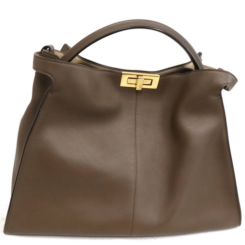 FENDI Peekaboo Xlite 8BN304 A5E9 Handbag Brown Leather