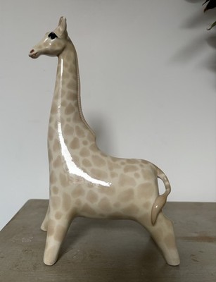 PORZELLAN FIGUR STILISIERT GIRAFFE GLÄNZEND GLASUR EUROPÄISCH