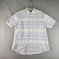 Tommy Bahama Relax Seersucker Shirt Extra Large White Blue Stripe Coastal Beach