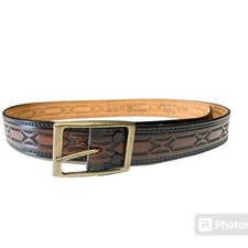 Vintage Hand Stained Latitan Tooled Leather Belt Women's Size 34 Western Cowgirl