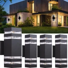 Modern LED Up Down Wall Light Sconce Dual Head Lamp Fixtures Outdoor Waterproof