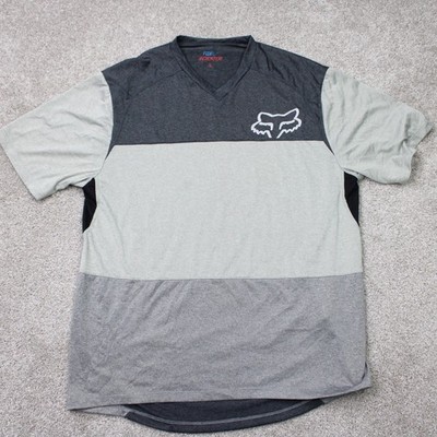 Fox Racing Indicator Shirt Mens Large Gray Zipper Stash Pocket Vented S/S Jersey