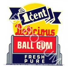 Decal-Water Transfer 1 Cent Delicious Ball Gum Fresh Pure-Sticks Either Side 011
