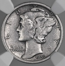 Circulated San Francisco 1926 Year Mercury Dimes (1916-1945) for