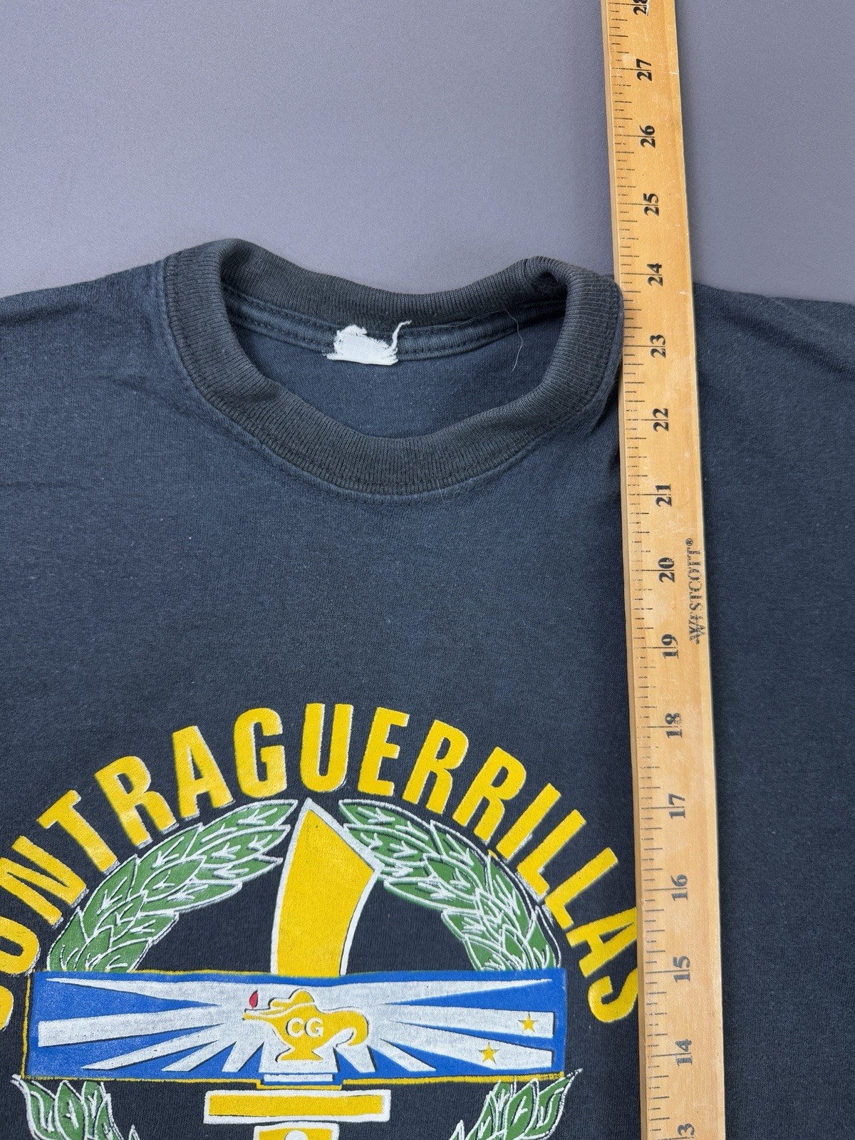 Rare Vintage Contraguerrillas Colombia Black Shirt Military Art Logo Tee Art image 8