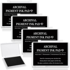 4 Pcs Black Archival Pigment Waterproof Ink Pad for Stamps 3.7 x 2.5 Inch Per...