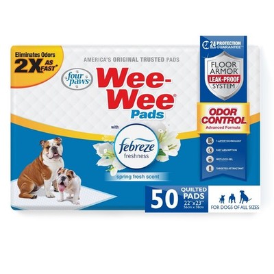 Wee-Wee Febreze Freshness Odor Control Potty Training Dog & Puppy Pads, 50 Count