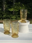 3 Vintage Lido Milano Amber Footed Juice Glasses 1960's, Anchor Hocking