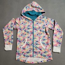 Nike Girls Full Zip Hoodie Sweatshirt L Neon Floral Print